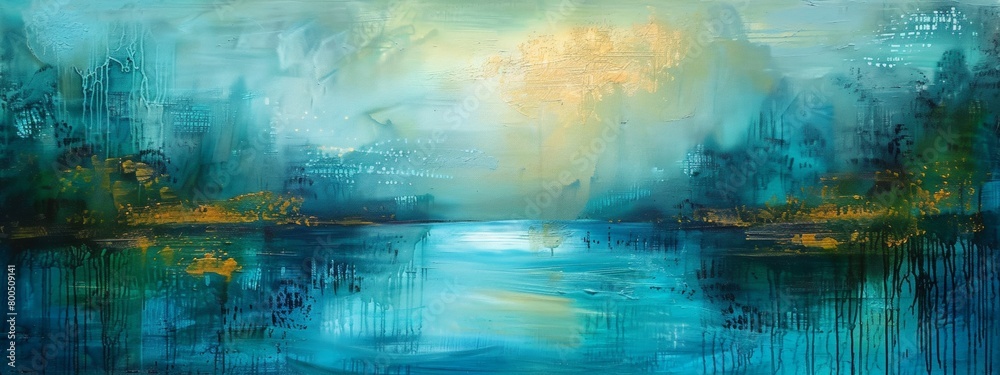 Fototapeta premium Stormy Sky Over Urban and Wooded Landscapes, with Rain and Fog, Creating a Moody Atmosphere