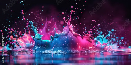 dynamic colorful liquid paint splash wallpaper with vivid bright colors on a black background photo