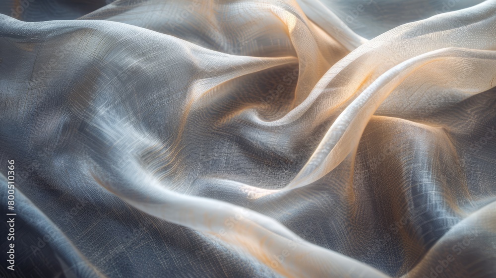 Stock photo capturing the subtle beauty of light folds in fabric, shot in high focus to enhance the delicate textures and shadows Stock photo capturing the subtle beauty of light folds in fabric, shot in high focus to enhance the delicate textures and shadows