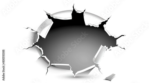 Abstract breakthrough hole on white background for design concept