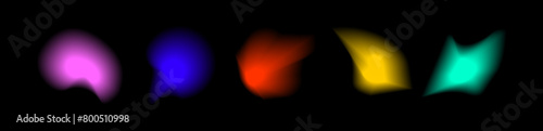Set of abstract radial gradient blur.Vibrant set of aura glow rounds with a soft  dot neon element.Holographic round shapes.Modern graphic element vector collection.