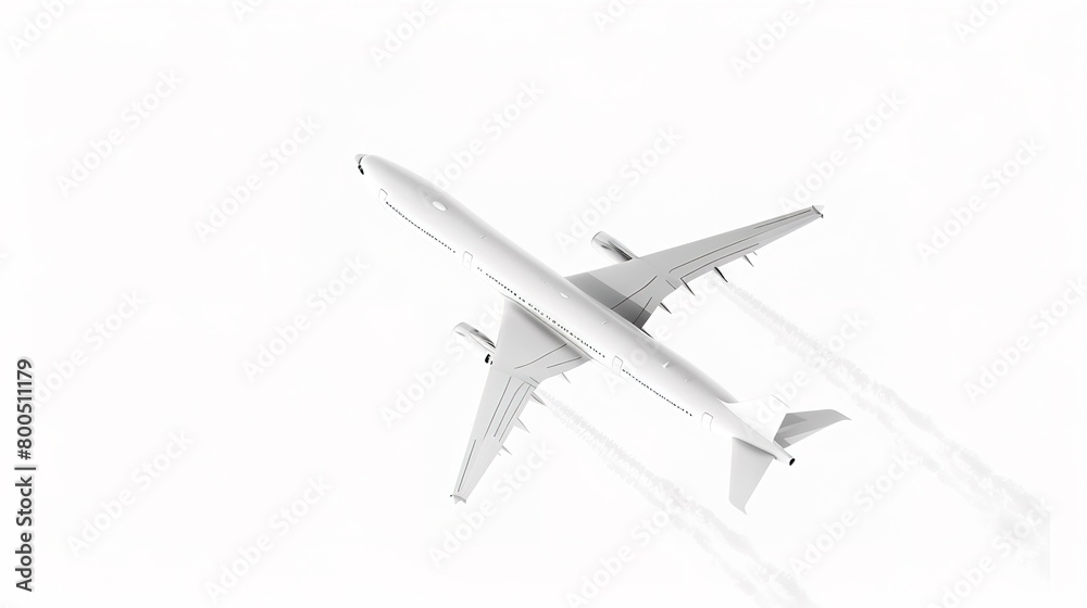Commercial airplane hovering in a clear blue sky
