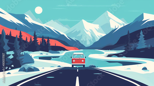 Camping trip, road trip illustration