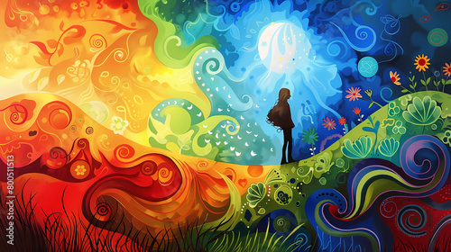 Bright, neurodivergence, autism, creativity concept illustration