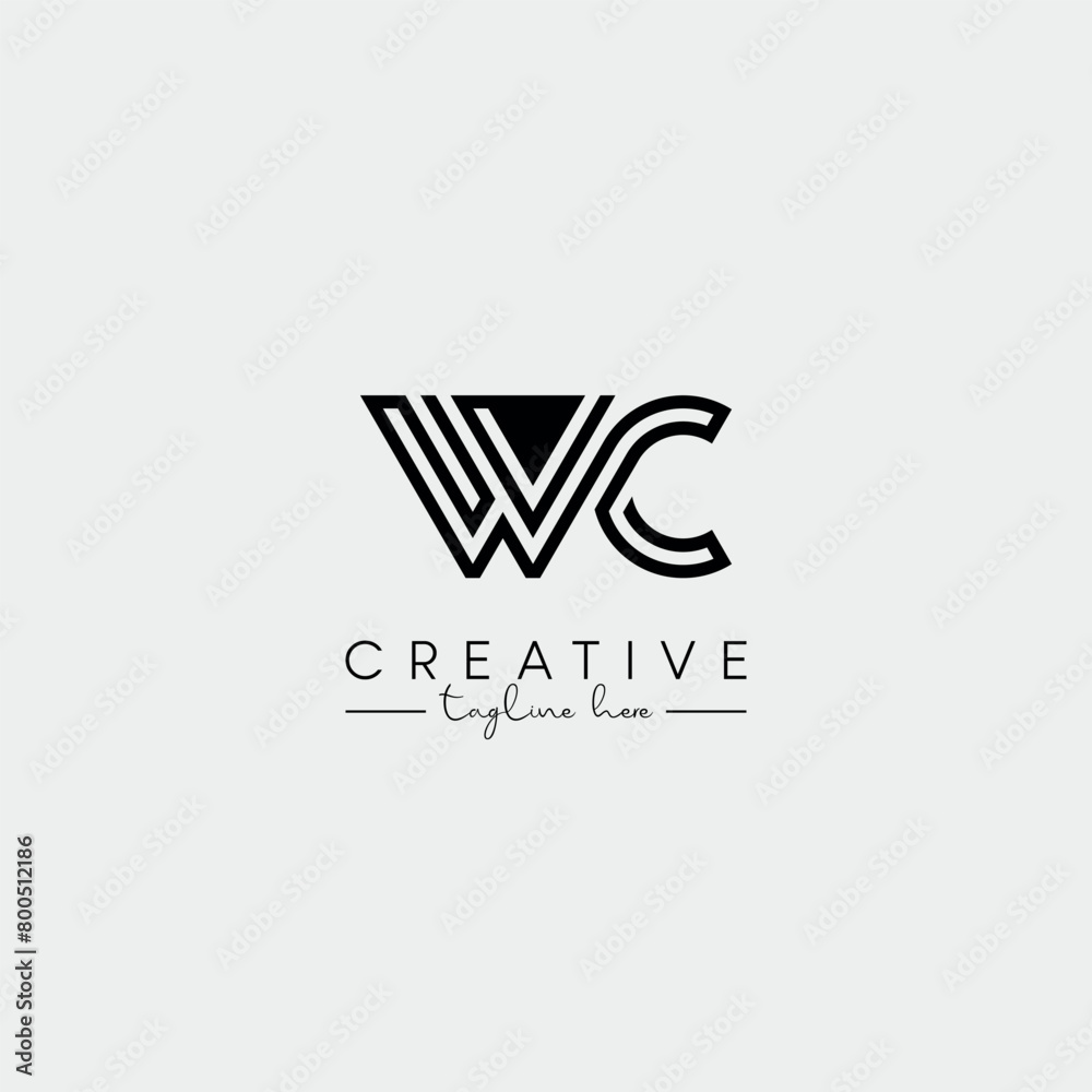 Abstract Unique Letter WC CW Initial Based Stylish Line Logo Design Vector. Abstract Unique Letter WC CW Initial Based Stylish Line Logo Design Vector.
