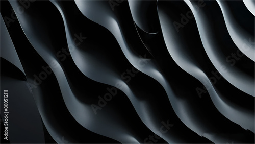 Abstract black wavy backgound. 3d