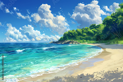 illustration of a heavenly beach
