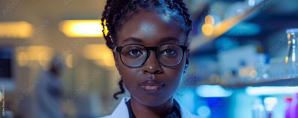 Young african female scientific in working in lab Young african female scientific in working in lab