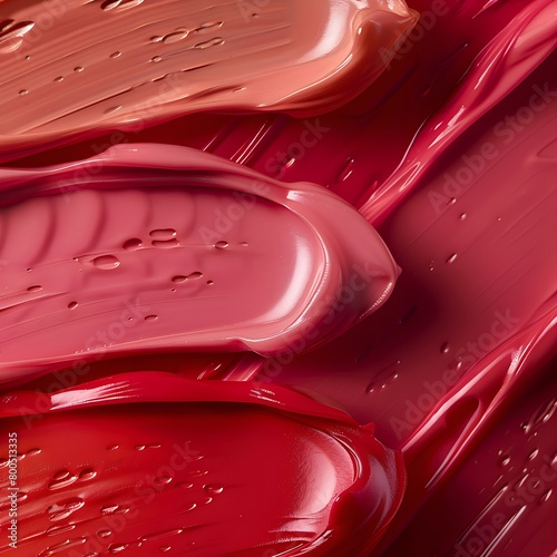 Ein Hintergrund aus zerdrückten roten Lippenstiften photo