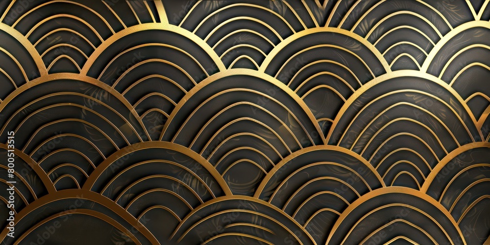 golden waves seamless geometric pattern