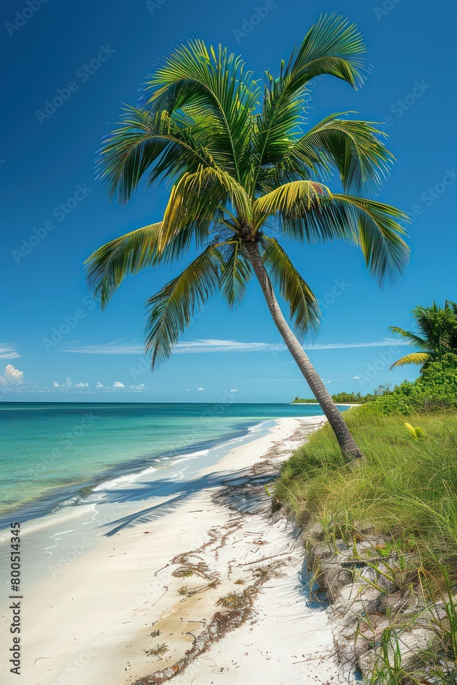 single palm tree isolated on a beach background single palm tree isolated on a beach background