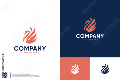 luxury swan , fashion and makeup symbol , logo design template. photo