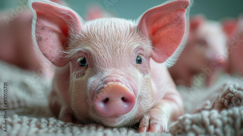 Close Up of Pig Laying on Blanket