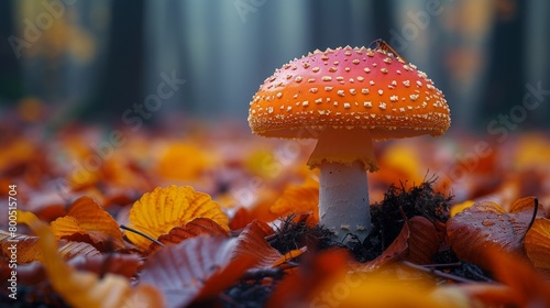 Macro forest floor explore the hidden world of the forest floor, photographing tiny mushrooms, fungi, mosses, and insects amidst fallen leaves and decaying plant matter ai generated