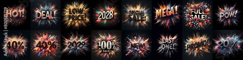 Sale promo. Particles explosion. AI generated illustration