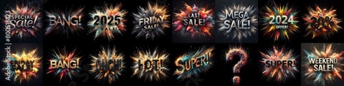 Sale promo. Particles explosion. AI generated illustration