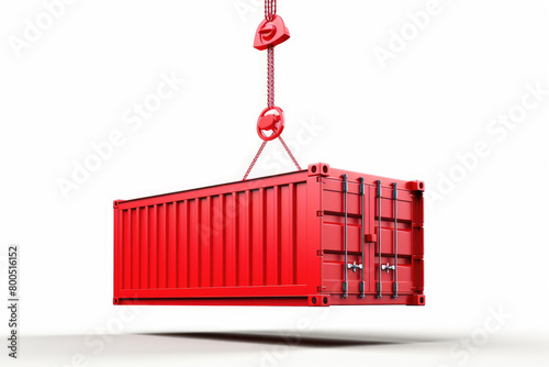 generated illustration hanging red cargo containers .