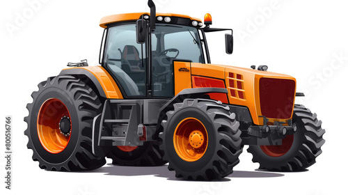 Agricultural towing tractor for farming isolated on a transparent background