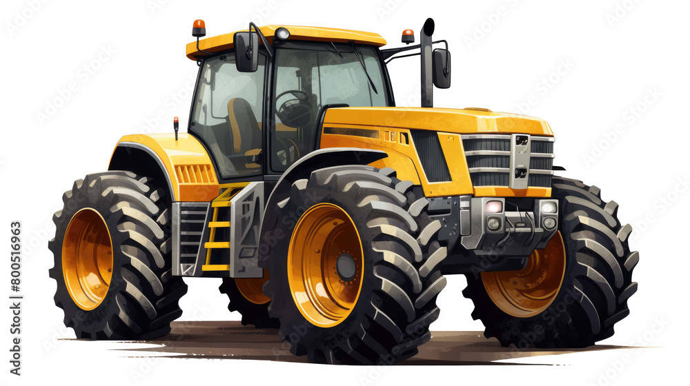 Agricultural towing tractor for farming isolated on a transparent background Agricultural towing tractor for farming isolated on a transparent background