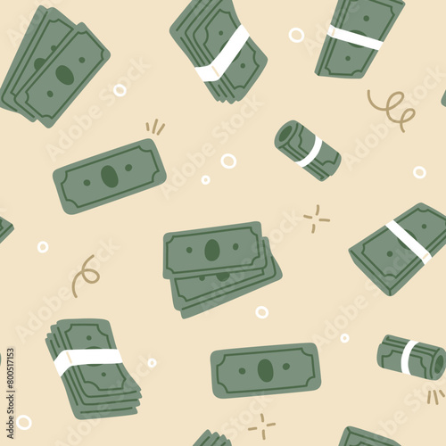 Vector seamless background pattern with money for surface pattern design 