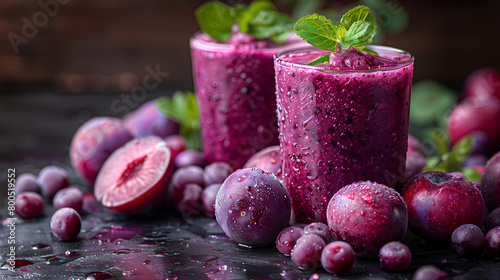 plum juice on table