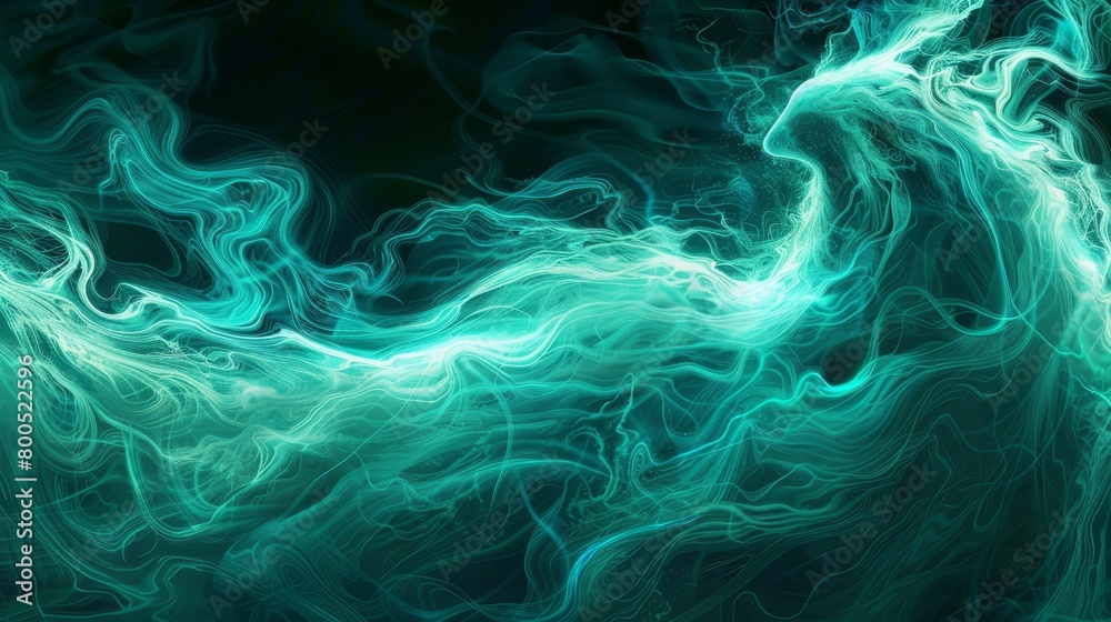 blue and green swirls on black, white swirl on the left ..Or:.. Blue-green swirl blue and green swirls on black, white swirl on the left ..Or:.. Blue-green swirl