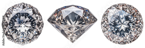 Set Of Beautiful Diamonds Isolated On Transparent Background