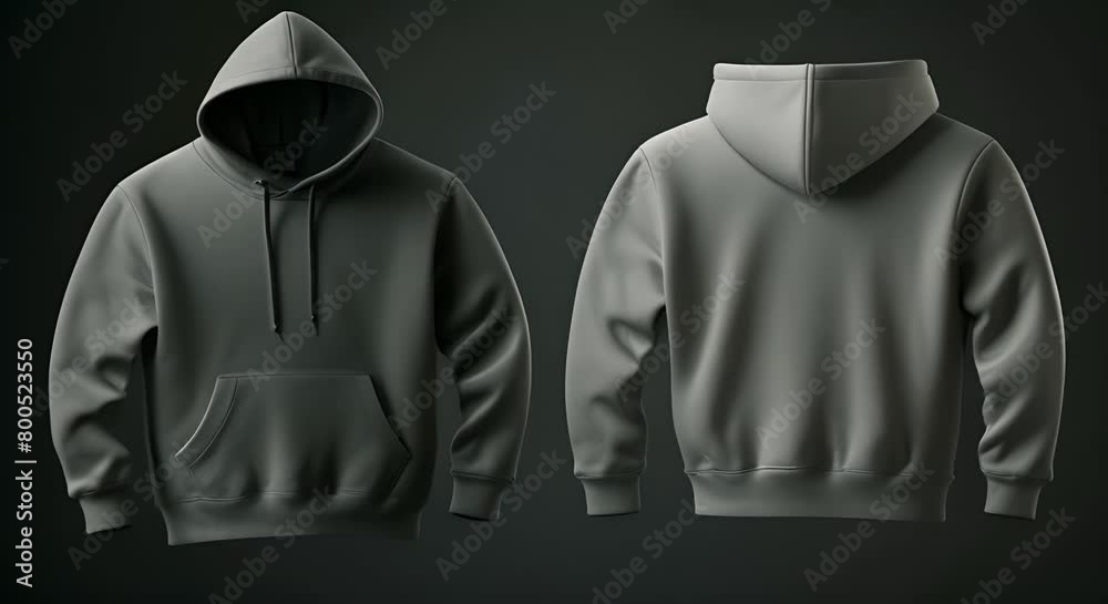Blank hoodie template. Long sleeve hoodie t-shirt with clipping path, hoody for design mockup for printing.