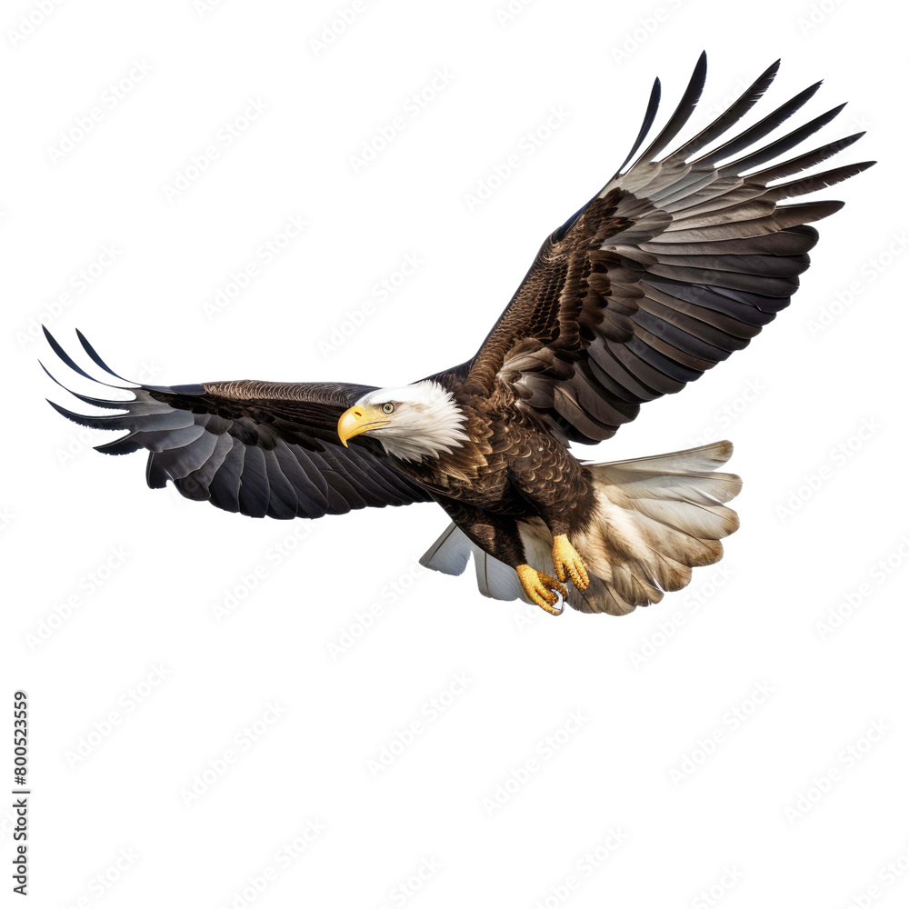 Fototapeta premium bald eagle in flight isolated on a transparent background