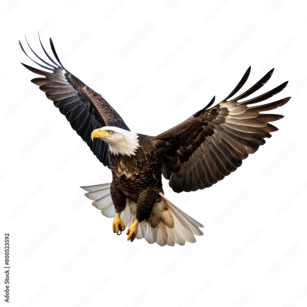 Naklejka premium bald eagle in flight isolated on a transparent background