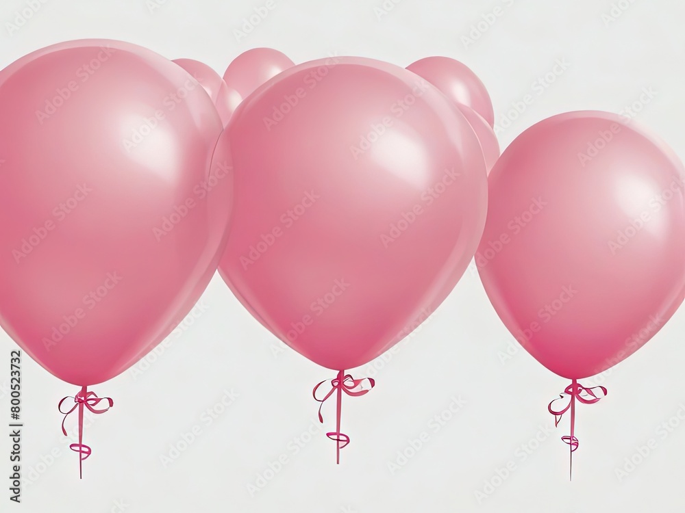 Set of pink balloons isolated on transparent background and cutout  - Generative AI

