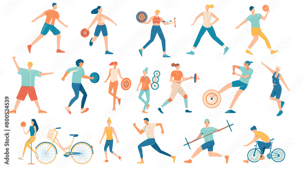 Image portraying diverse individuals engaging in various physical activities