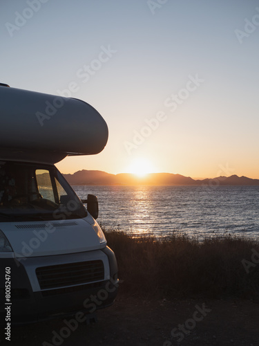 Motor home parked by the sea at beautiful sunset © 1 MEDIA