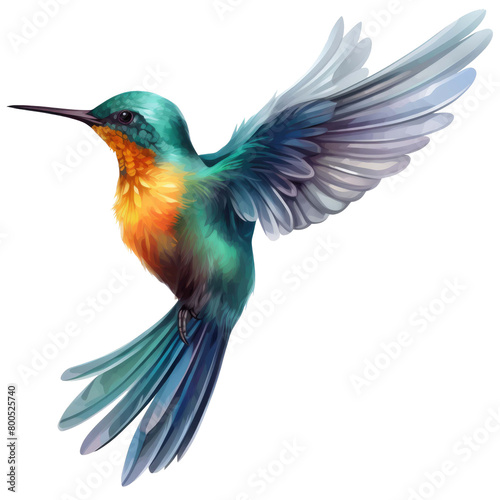 Beautiful flying hummingbird on a transparent background © PNG City