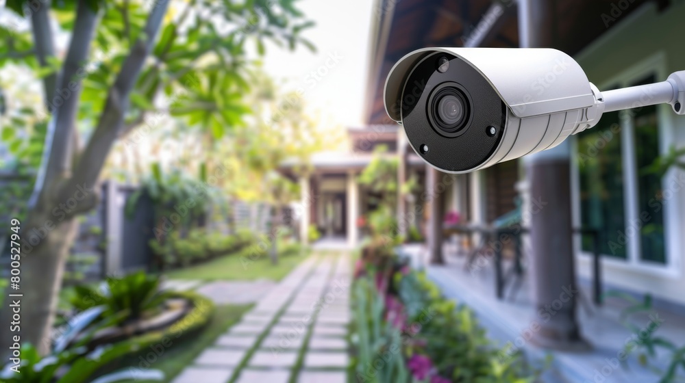 A CCTV camera positioned at a residential entrance, offering homeowners peace of mind and protection against intruders.