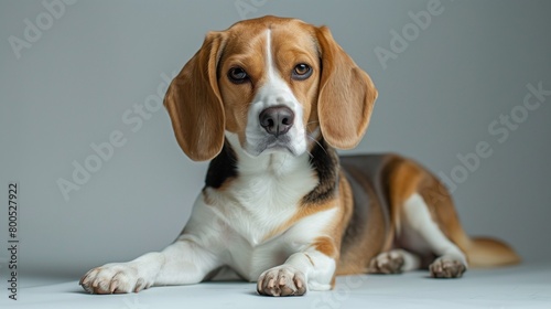 Cool Beagle Dog Resting on Plain Background, Ideal for Adding Text