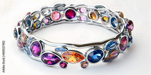 Remarkable Multi Sapphire Shiny Cubic Zircon Women bracelet, Radiant Elegance photo