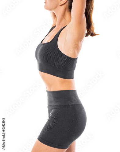 Female body - sportswear, isolated on white background