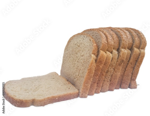 sliced brown bread isolated on white background 