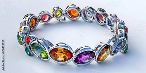 Remarkable Multi Sapphire Shiny Cubic Zircon Women bracelet, Shimmering Splendor photo