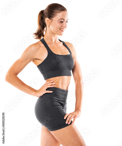 Beautiful athletic woman, isolated on white background