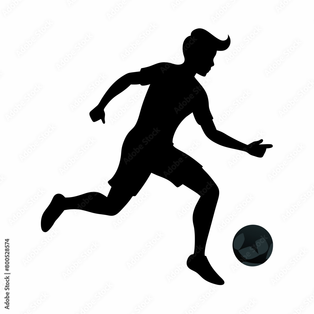 Football player silhouette vector illustration isolated on a white background.  Football player vector art logo concept.