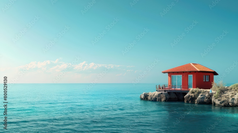 beautiful small house by the sea on a sunny day, simply idyllic beautiful small house by the sea on a sunny day, simply idyllic