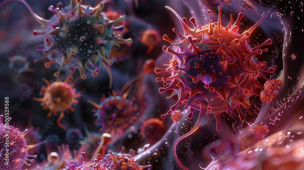 Fototapeta premium Complexity of Microscopic Viruses Revealed