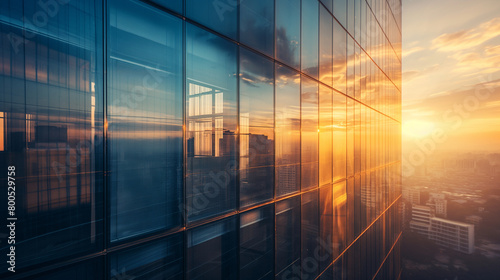 Modern Office Building  Abstract Background with Glass Windows and Shallow Depth of Field