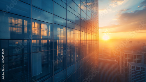 Modern Office Building  Abstract Background with Glass Windows and Shallow Depth of Field