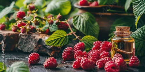 raspberry seed oil on a beautiful table presentation