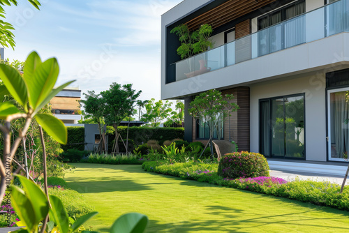 Modern Duplex with Manicured Garden and Stylish Exterior