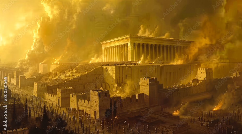 Historic event of Destruction of the 2nd Jewish temple. Bible stories