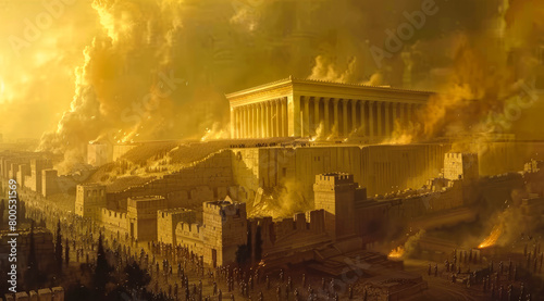 Obraz na płótnie Historic event of Destruction of the 2nd Jewish temple. Bible stories w salonie